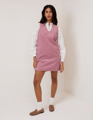Pembe Fitilli Kadife Austin Jile Mini Boy Elbise