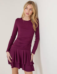 Bordo Kat Kat Yuki Esnek Jarse Mini Boy Elbise