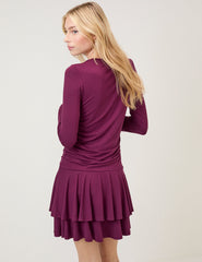 Bordo Kat Kat Yuki Esnek Jarse Mini Boy Elbise