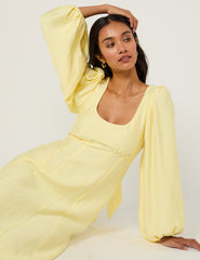 Tereyağı Sarısı Fiyonklu Keyaa Midi Boy Elbise