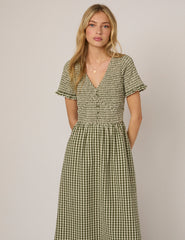 Yeşil Pötikareli Eliza Midi Boy Elbise