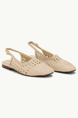 Fildişi Dokuma Deri Arkası Açık Babet