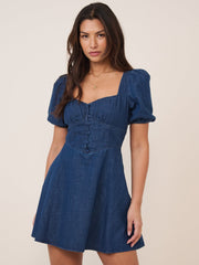 Koyu Denim Tulla Mini Boy Elbise