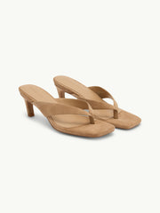 Bej Süet Flip Flop Heel
