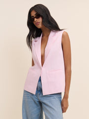 Bebek Pembe Kolsuz Bol Kesim Blazer Ceket