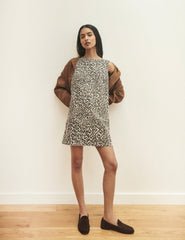 Leopar Desenli Izzie Denim Düz Kesim Elbise