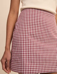 Bordo Pötikareli Claudia Mini Etek