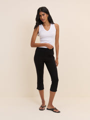 Siyah Esnek Jarse Ponte Capris Pantolon