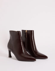 Mahogany Kahverengi Deri Sivri Burun Toe Bilek Botu