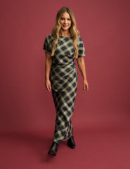 Mavi Kareli Blaine Maxi Boy Elbise