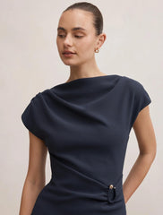 Sophia Metal Aksesuar Detaylı Bluz Lacivert