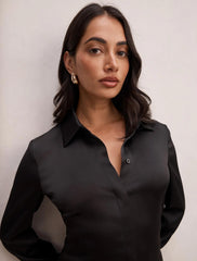 Gigi Fitted Cuffed Gömlek Siyah