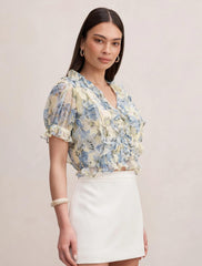 Blossom Fırfırlı Bluz Tourello Çiçek Desenli