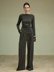 Pileli Drapeli Jersey Pantolon
