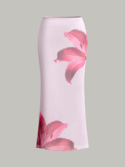 Çiçek Desenli Bandeau Bikini ve Üst Etek