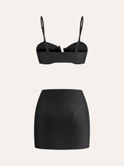Altın Detaylı Bikini Takımı ve Etekli