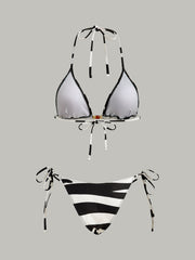 Çizgili Üçgen Bikini Takımı