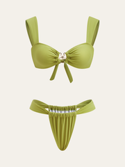 Bağlamalı Metal Dekorlu Bikini Takımı