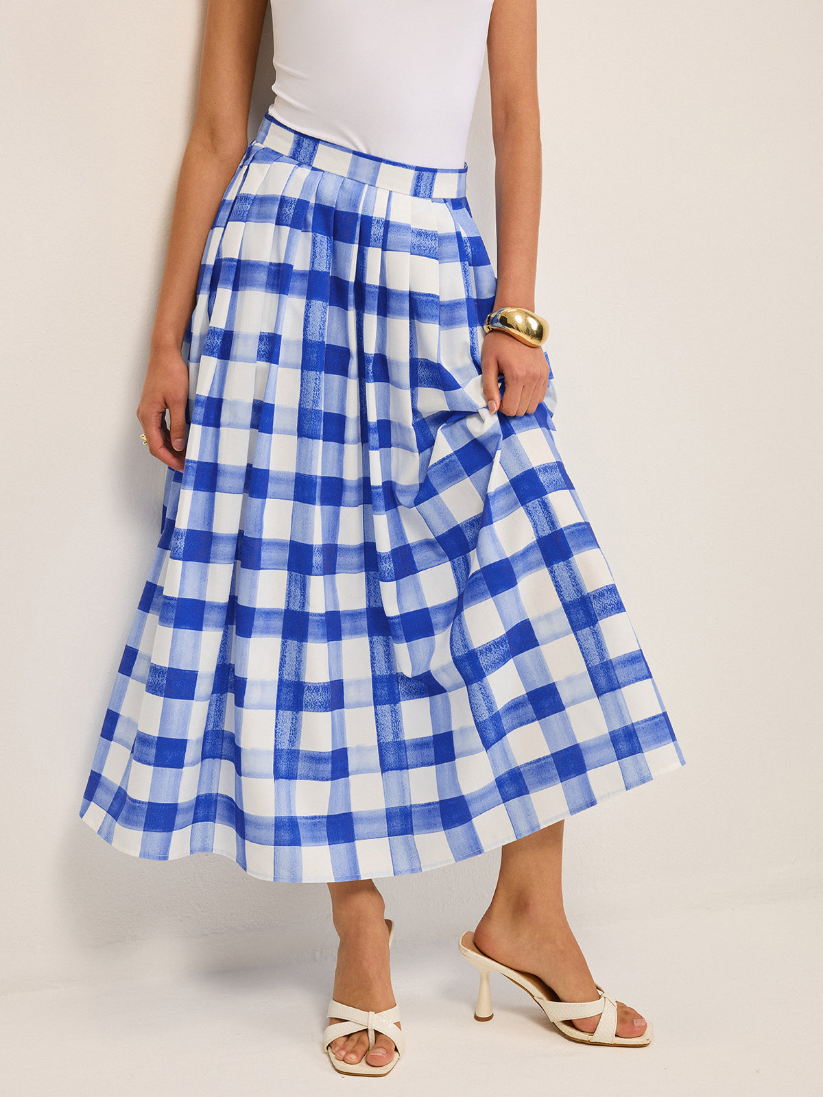 Cepli Gingham Midi Etek