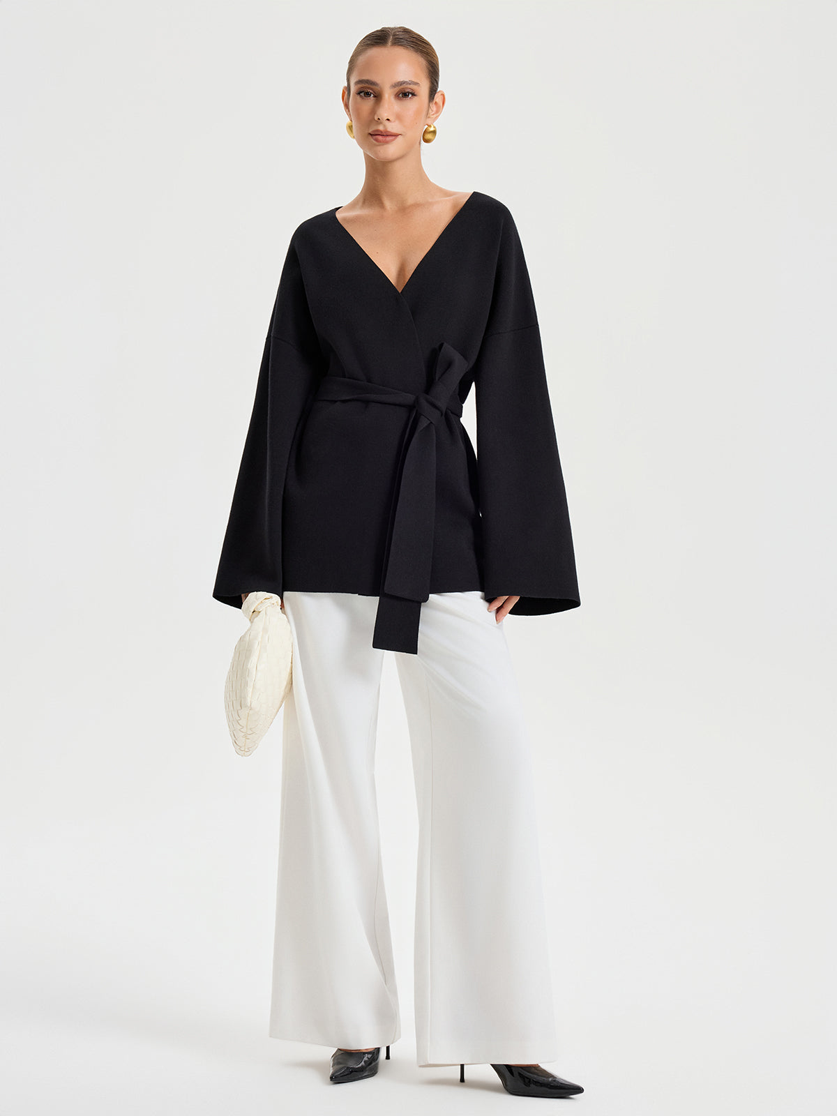 Kemerli V Yaka Kimono Hırka