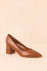 Camel Sivri Burun Kalın Topuklu Stiletto