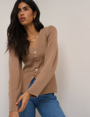 Açık Kahverengi Uzun Kesim Hırka