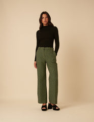 Belverosa X Lisou Siyah ve Lime Yeşil Jakarlı Checkerboard Klasik Kesim Pantolon