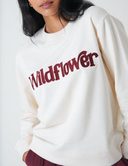 Beyaz Kır Çiçekli Sweatshirt