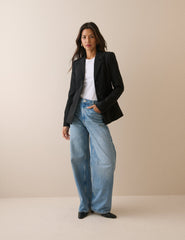 Siyah Belden Oturtmalı Blazer Ceket
