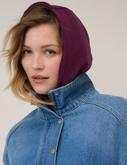 Bordo Scuba Kumaş Kapüşonlu Sweatshirt