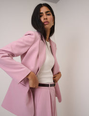 Pembe Tek Düğmeli Dimi Blazer Ceket