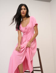 Pembe Gia Midi Boy Elbise