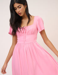 Pembe Gia Midi Boy Elbise
