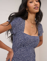 Mavi Puantiyeli Nora Midi Boy Elbise