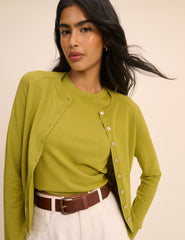 Chartreuse Yeşil Bisiklet Yaka Hırka