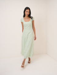 Mint Yeşili Harri Midi Boy Elbise