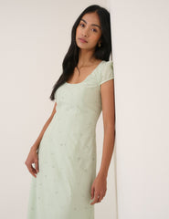 Mint Yeşili Harri Midi Boy Elbise