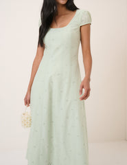 Mint Yeşili Harri Midi Boy Elbise