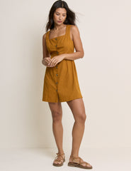 Mustard Sarı Kare Yaka Rosie Mini Boy Elbise