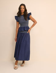 Lacivert Gipeli Peplum Bluz