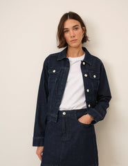 Koyu Mavi Denim Ceket