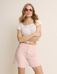 Açık Pembe Denim Bermuda Bailey Kısa