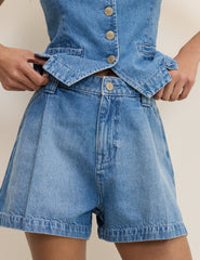 Mavi Normal Bel Denim Şort