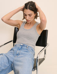 Gri Fitilli Geniş Yuvarlak Yaka Atlet