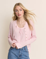 Bebek Pembe Ajur Örgülü İnce Askılı Detaylı Yaka Bağı