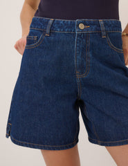 Koyu Denim Bermuda Kısa