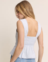 Bebek Mavi Dalgalı Kenarlı Peplum Bluz