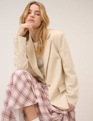 Krem Rahat Kesim Blazer Ceket
