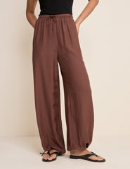 Kahverengi Balon Cuffed Pantolon
