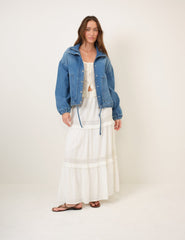 Denim Dik Yaka Bomber Ceket